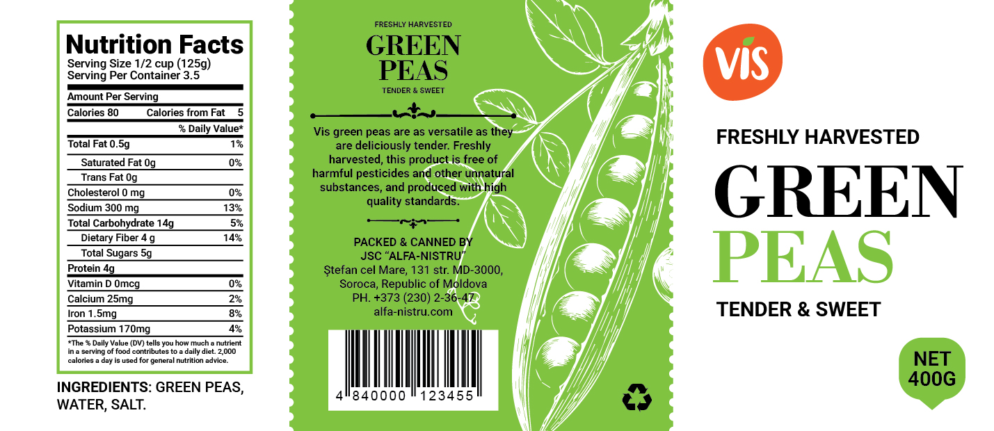 Розгортка етикетки GREEN PEAS