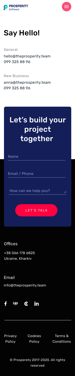 Контактна сторінка, mobile